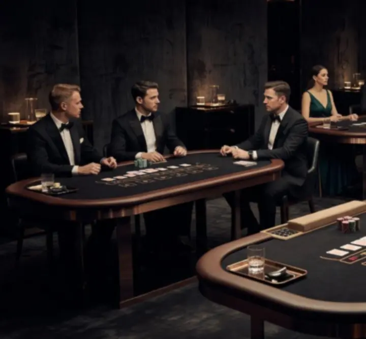 Kasynowy wieczór w eleganckiej, przyciemnionej scenerii